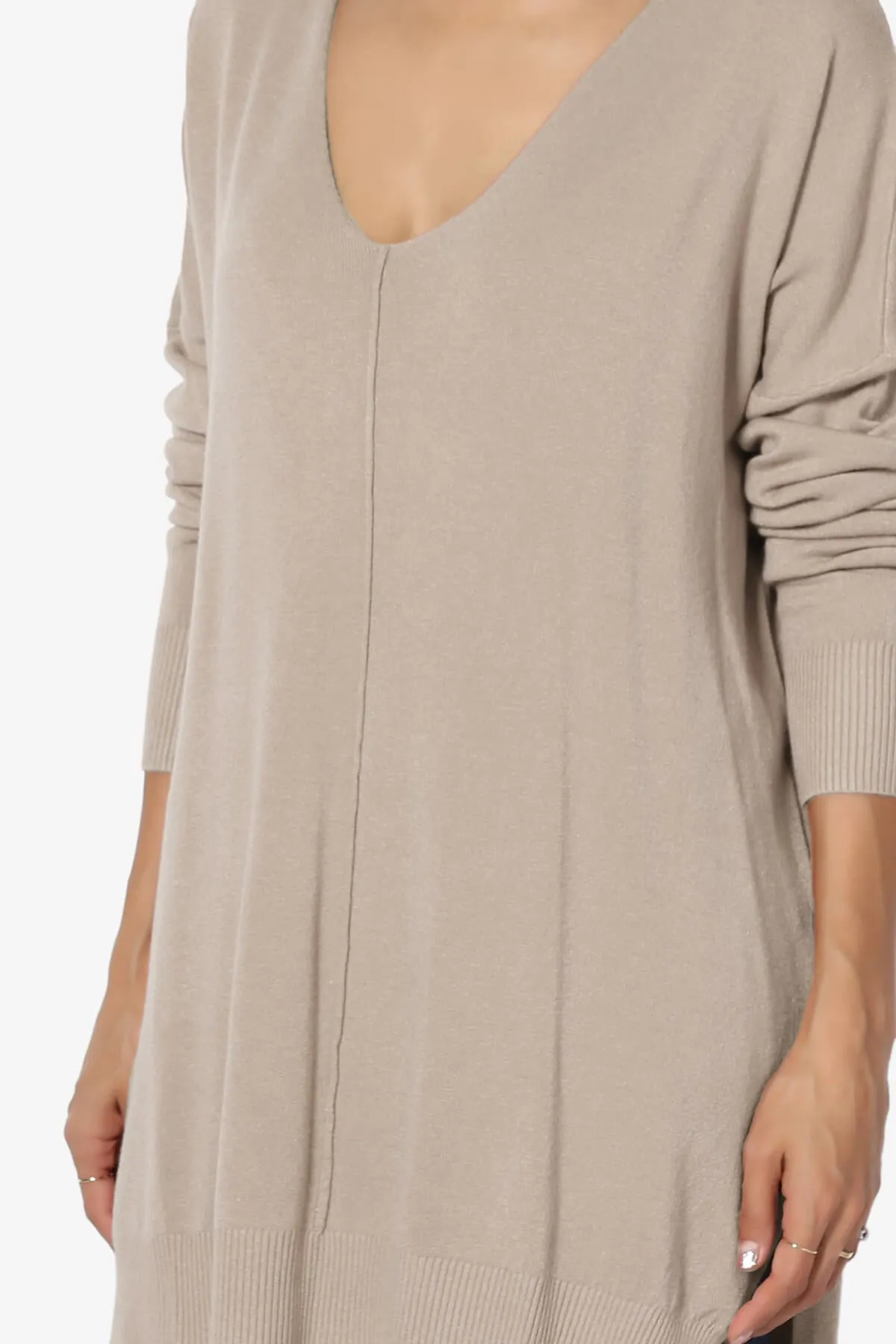 Katana Front Seam V-Neck Knit Sweater PLUS