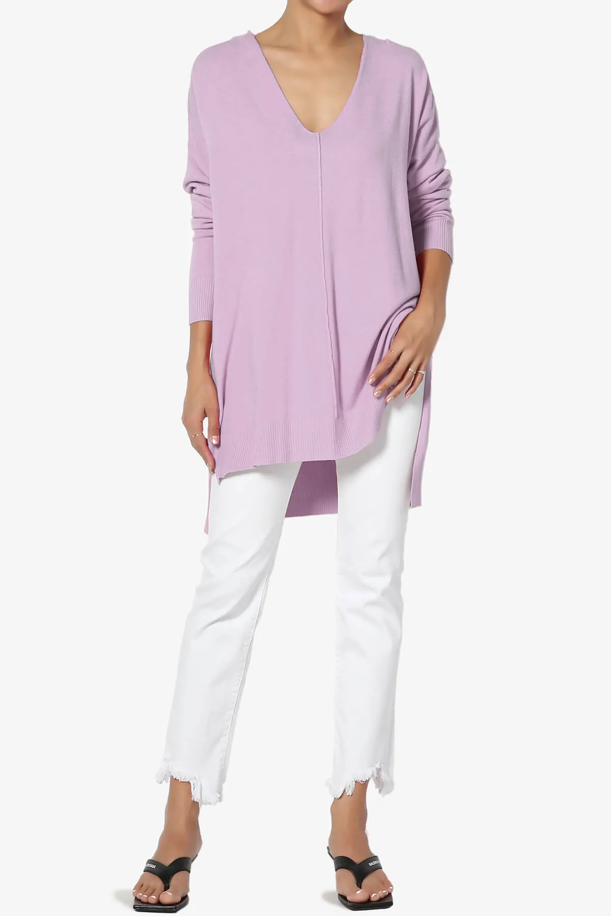 Katana Front Seam V-Neck Knit Sweater PLUS