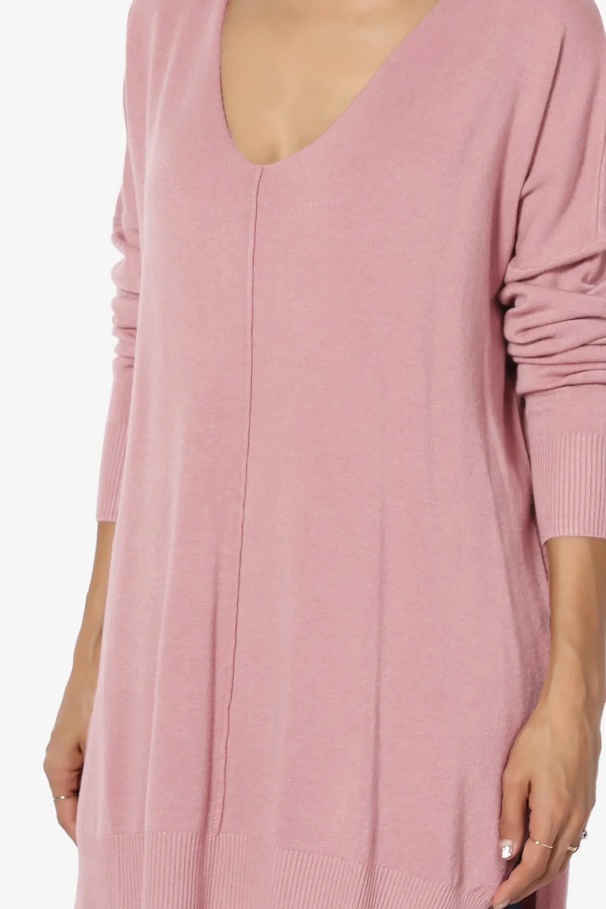 Katana Front Seam V-Neck Knit Sweater PLUS