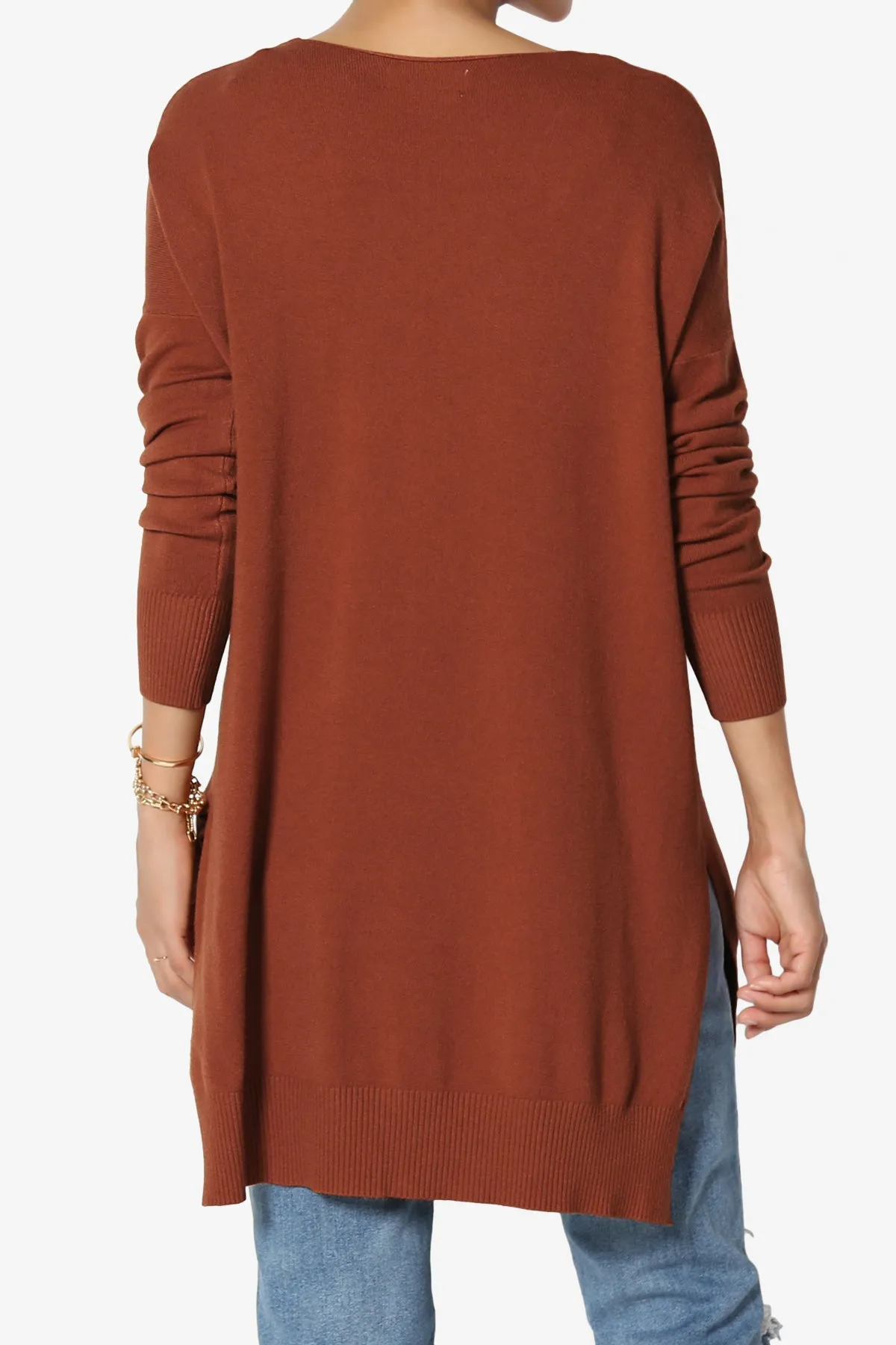 Katana Front Seam V-Neck Knit Sweater PLUS
