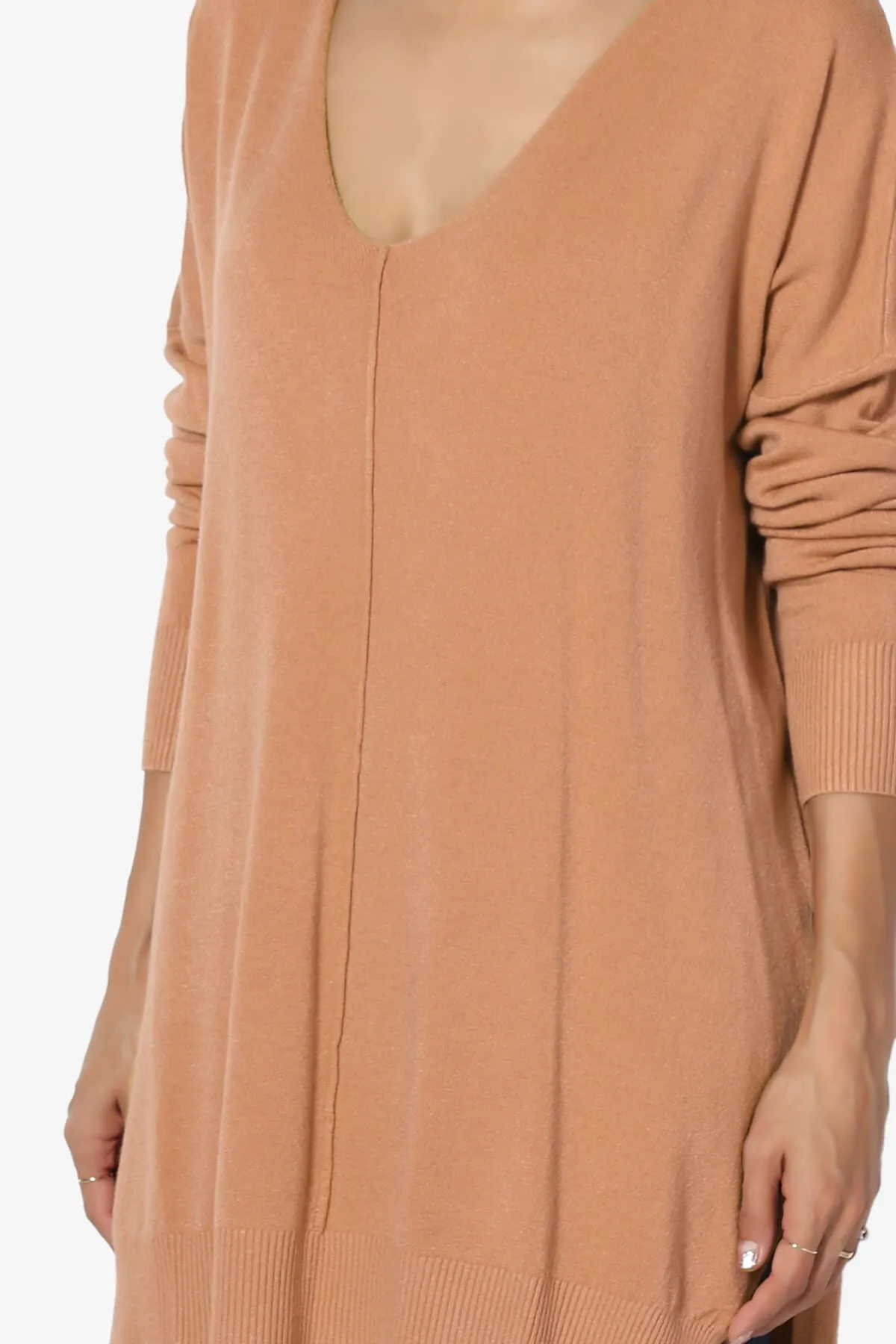 Katana Front Seam V-Neck Knit Sweater PLUS
