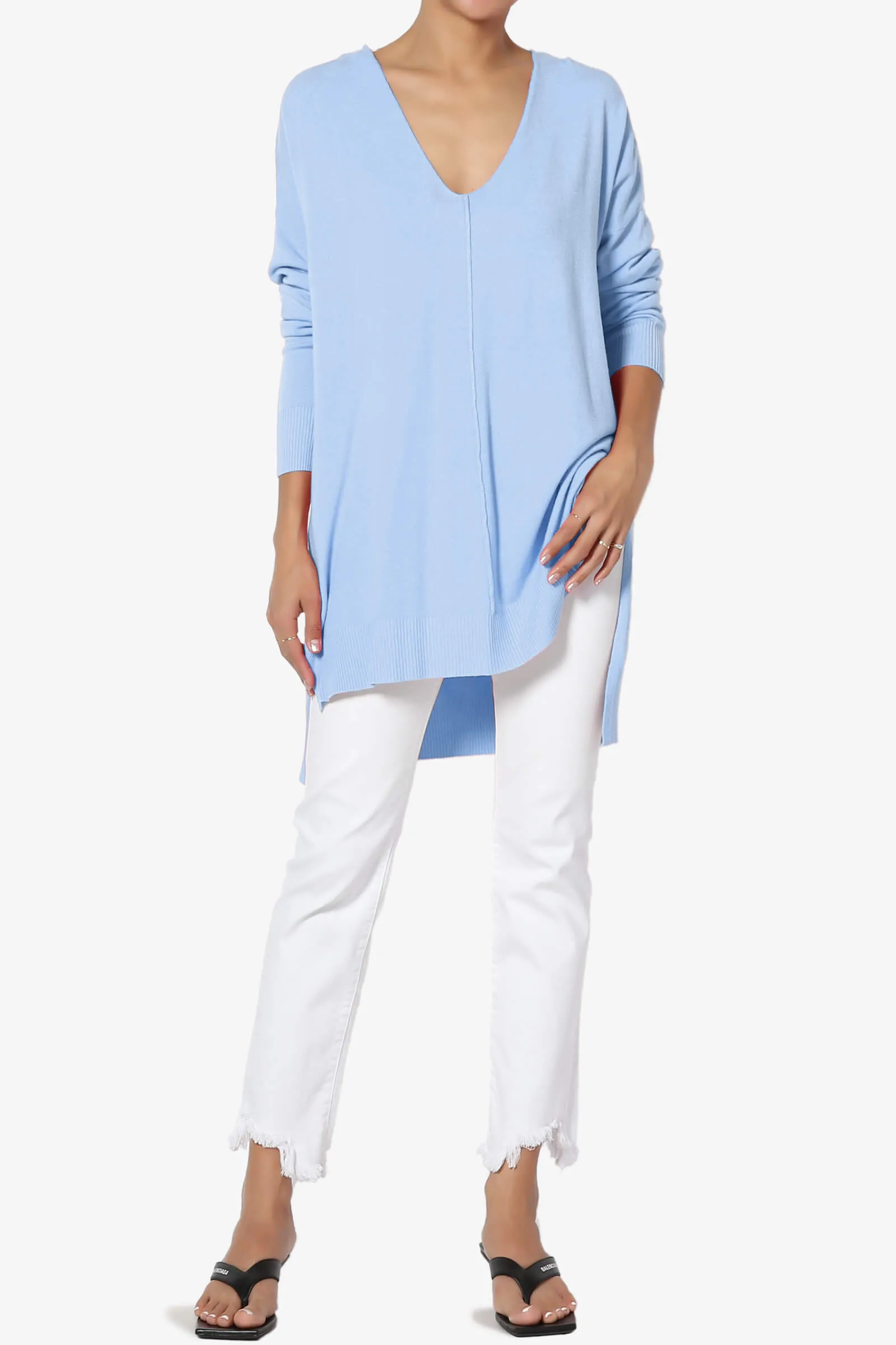 Katana Front Seam V-Neck Knit Sweater PLUS