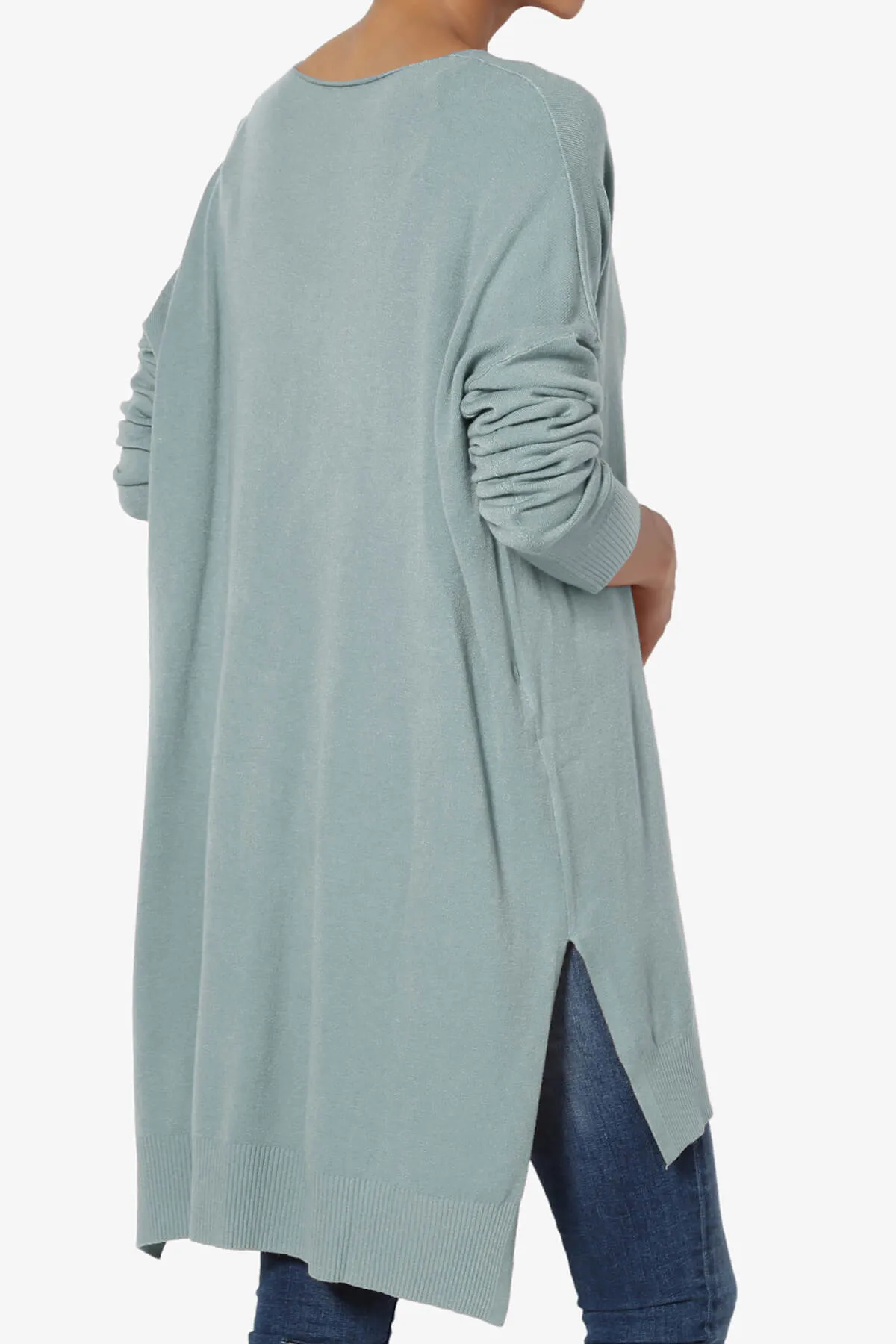 Katana Front Seam V-Neck Knit Sweater PLUS