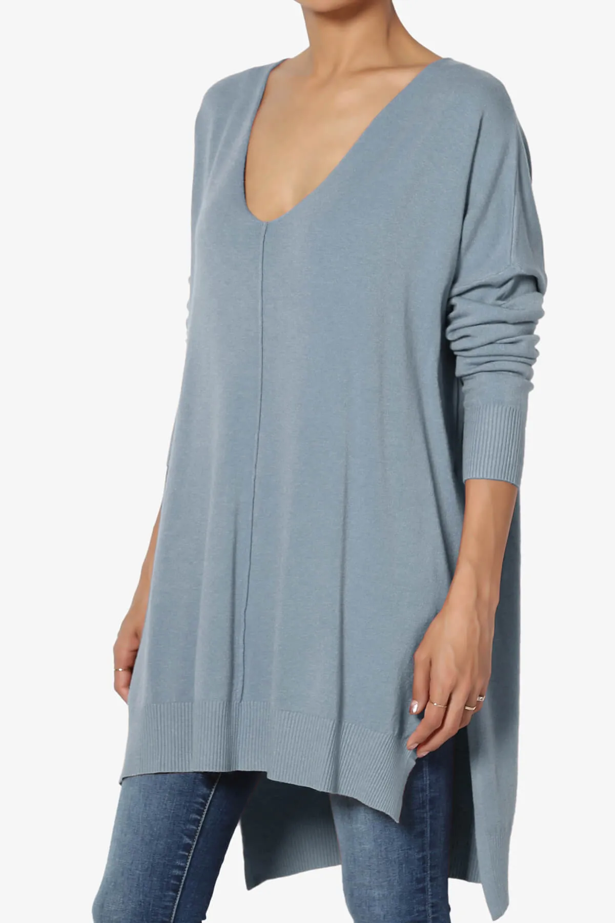 Katana Front Seam V-Neck Knit Sweater PLUS