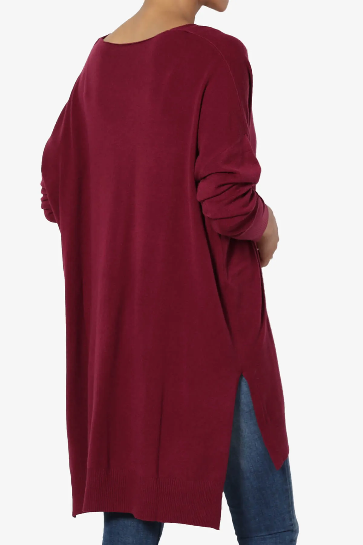 Katana Front Seam V-Neck Knit Sweater PLUS