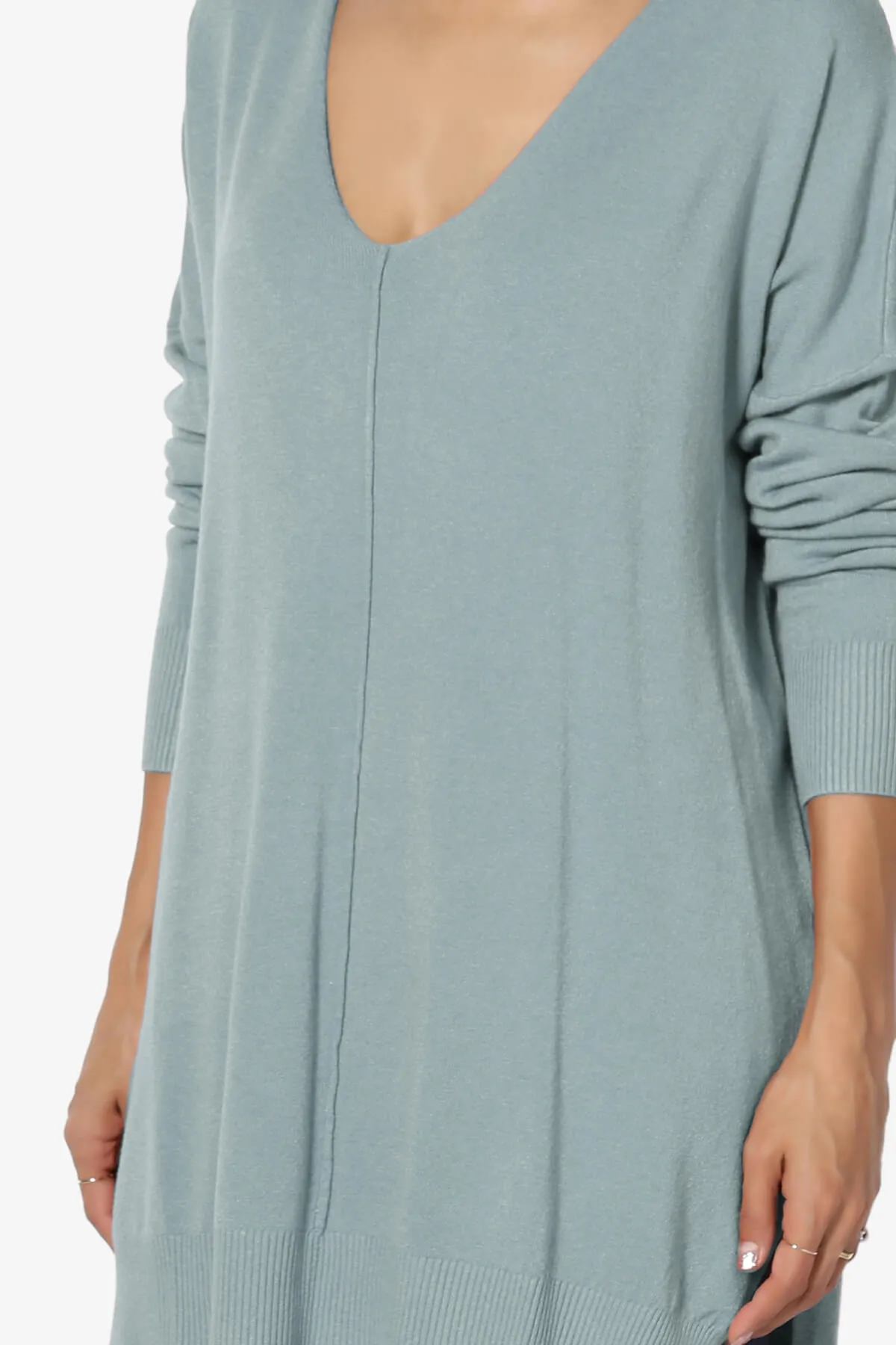 Katana Front Seam V-Neck Knit Sweater PLUS