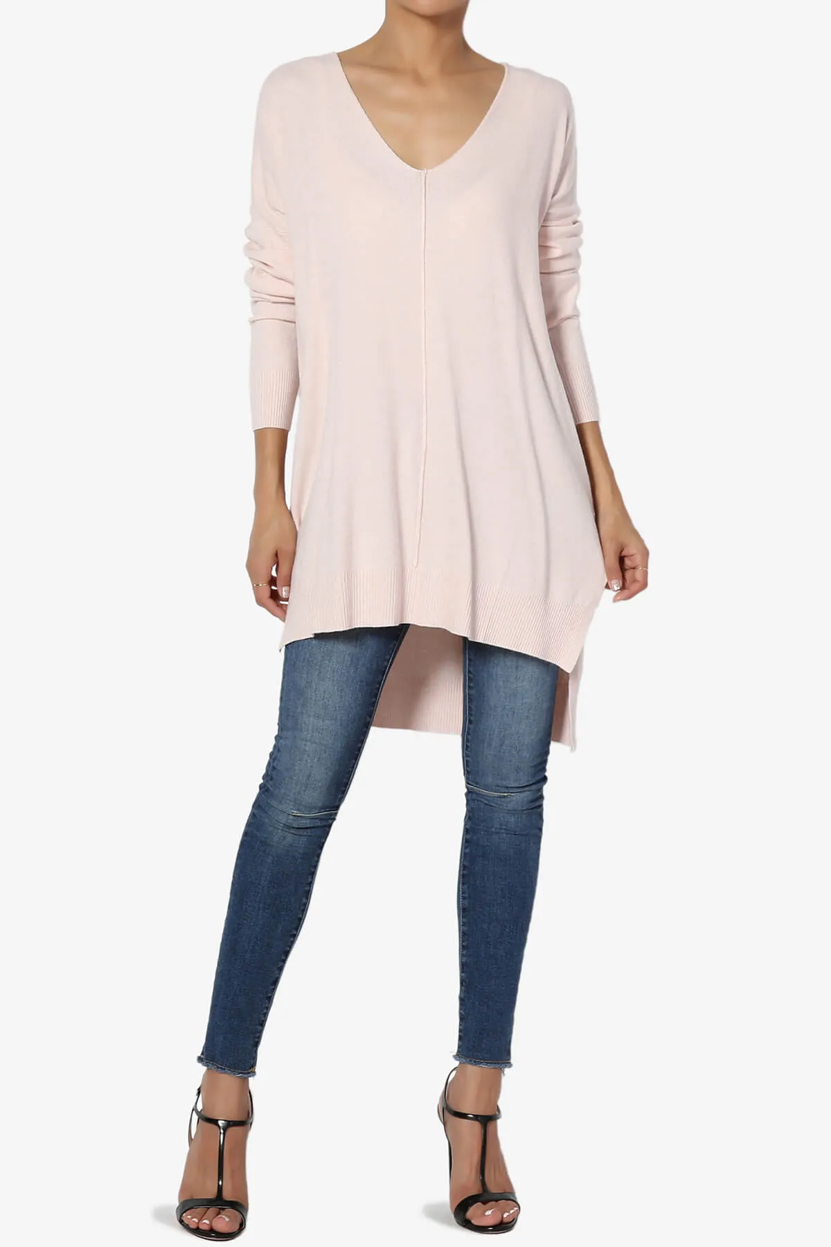 Katana Front Seam V-Neck Knit Sweater PLUS