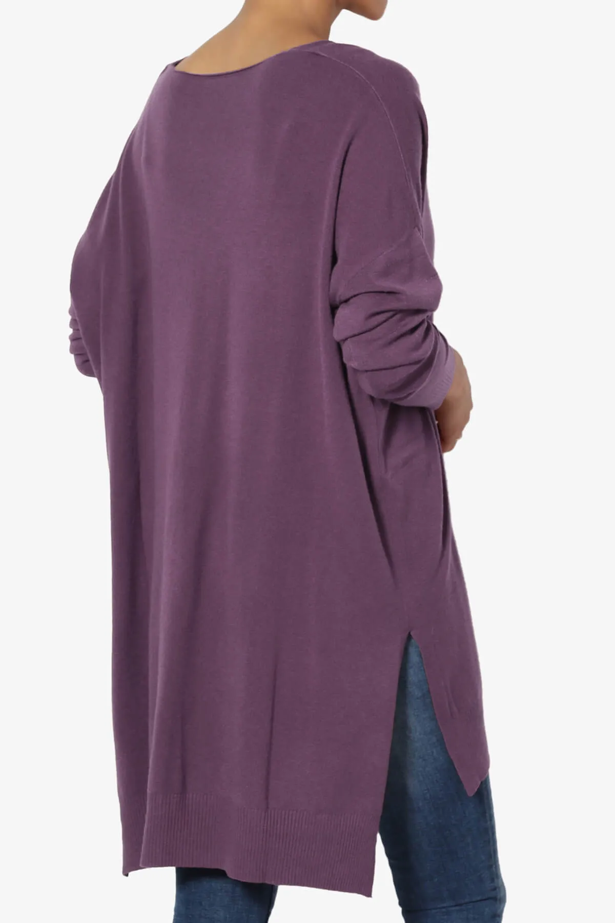 Katana Front Seam V-Neck Knit Sweater PLUS