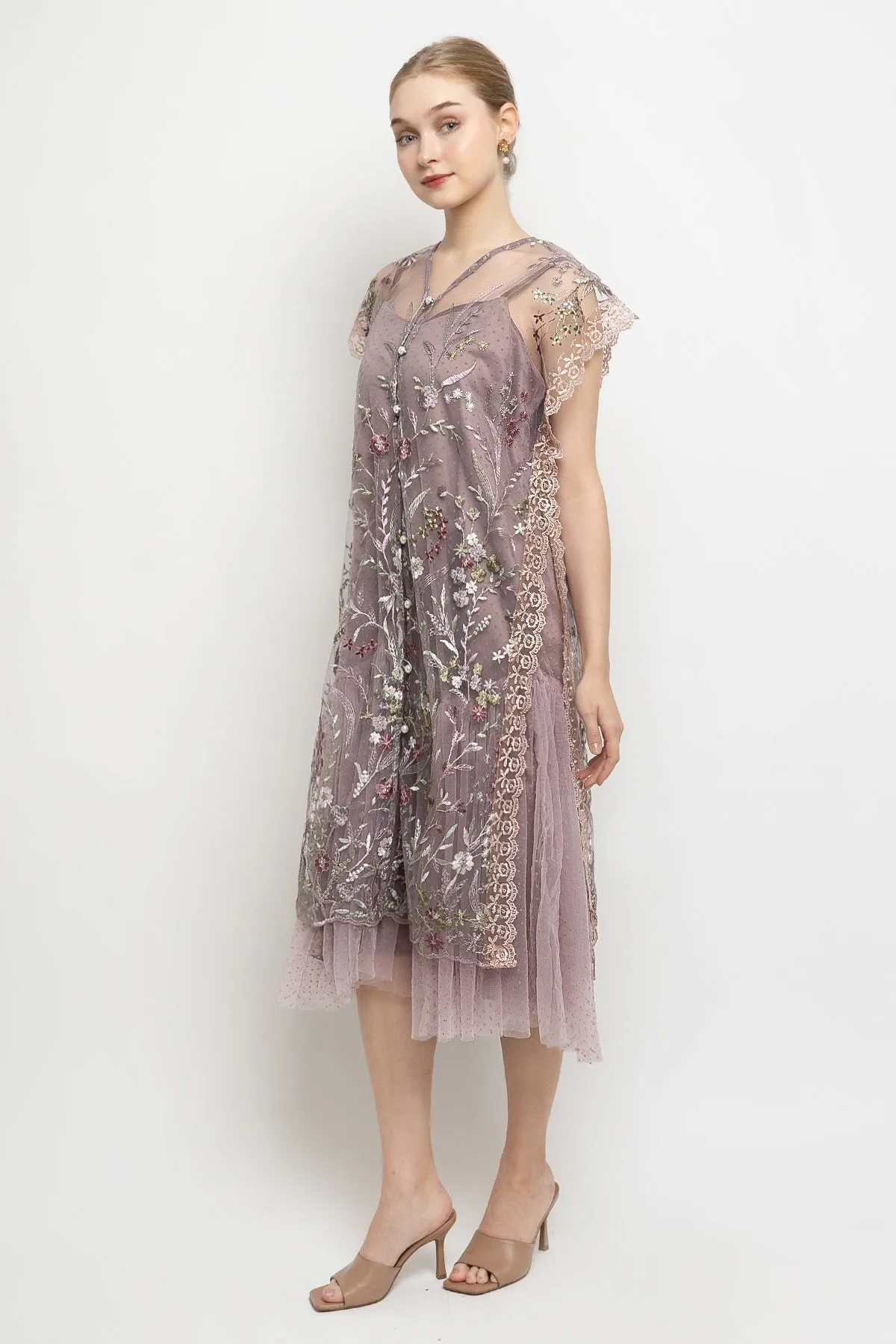 Keira Dress in Mauve Gold