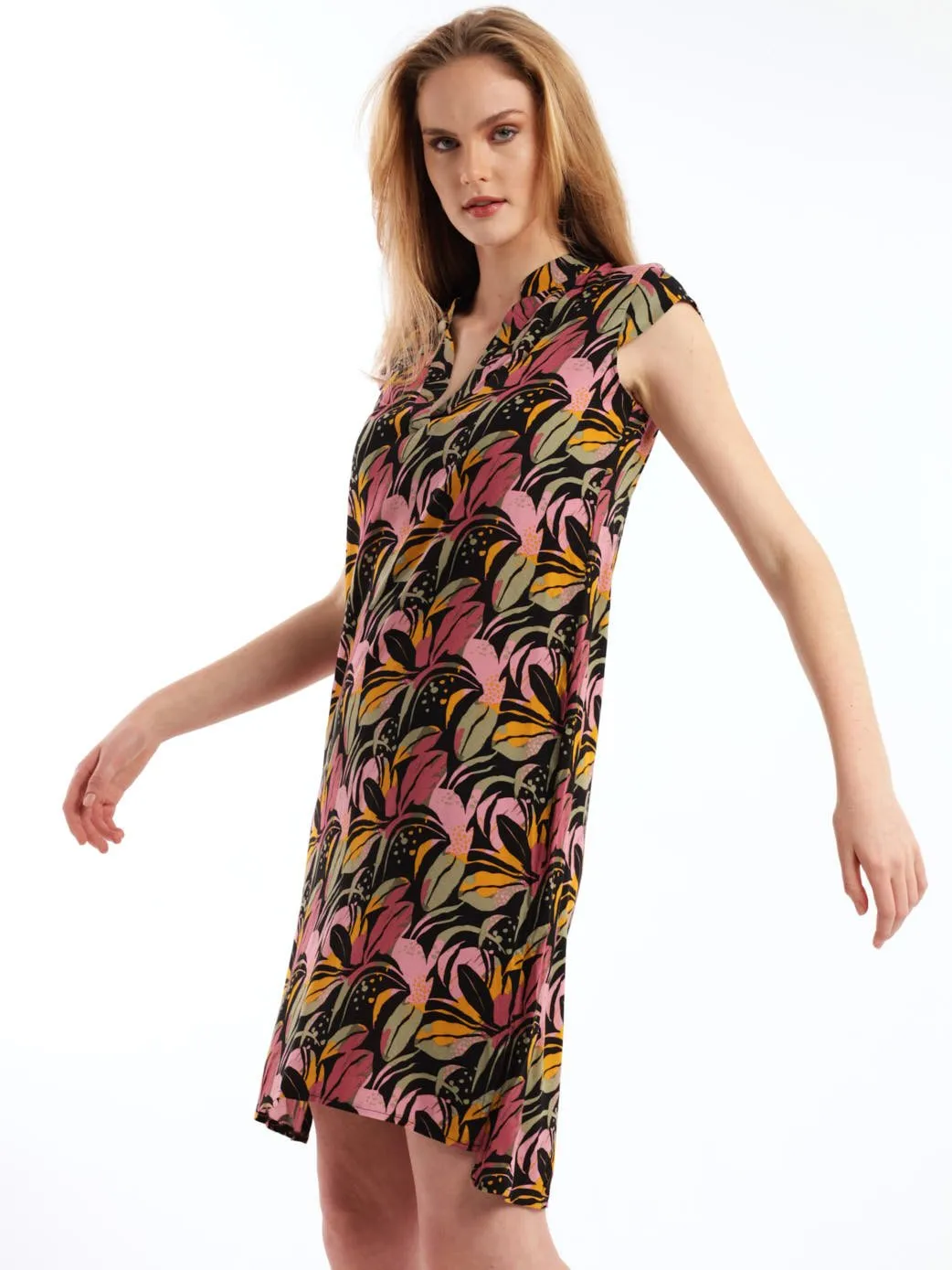 Ladies Sleeveless Woven Mandiran Colour Shift Dress - Mauve