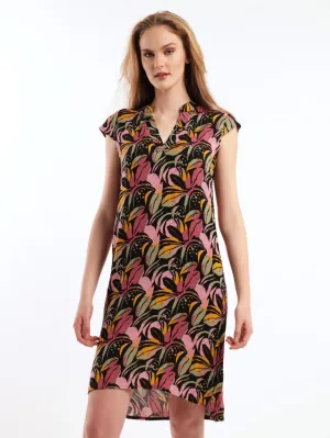 Ladies Sleeveless Woven Mandiran Colour Shift Dress - Mauve