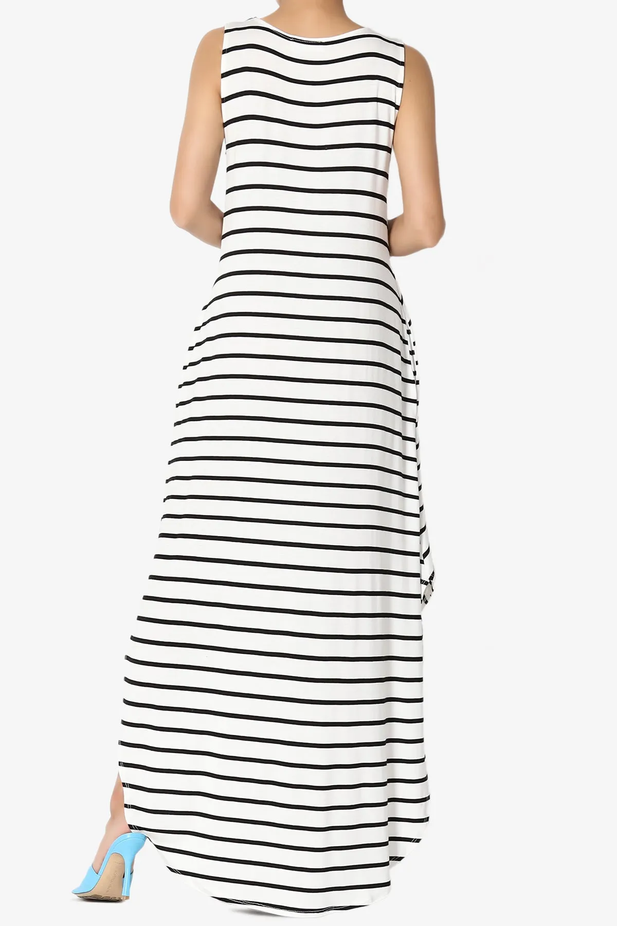 Lanie Striped Sleeveless Split Hem Maxi Dress PLUS