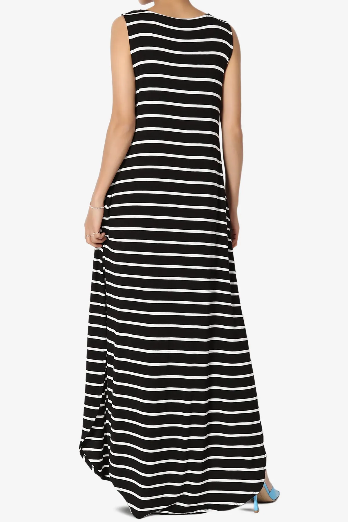 Lanie Striped Sleeveless Split Hem Maxi Dress PLUS