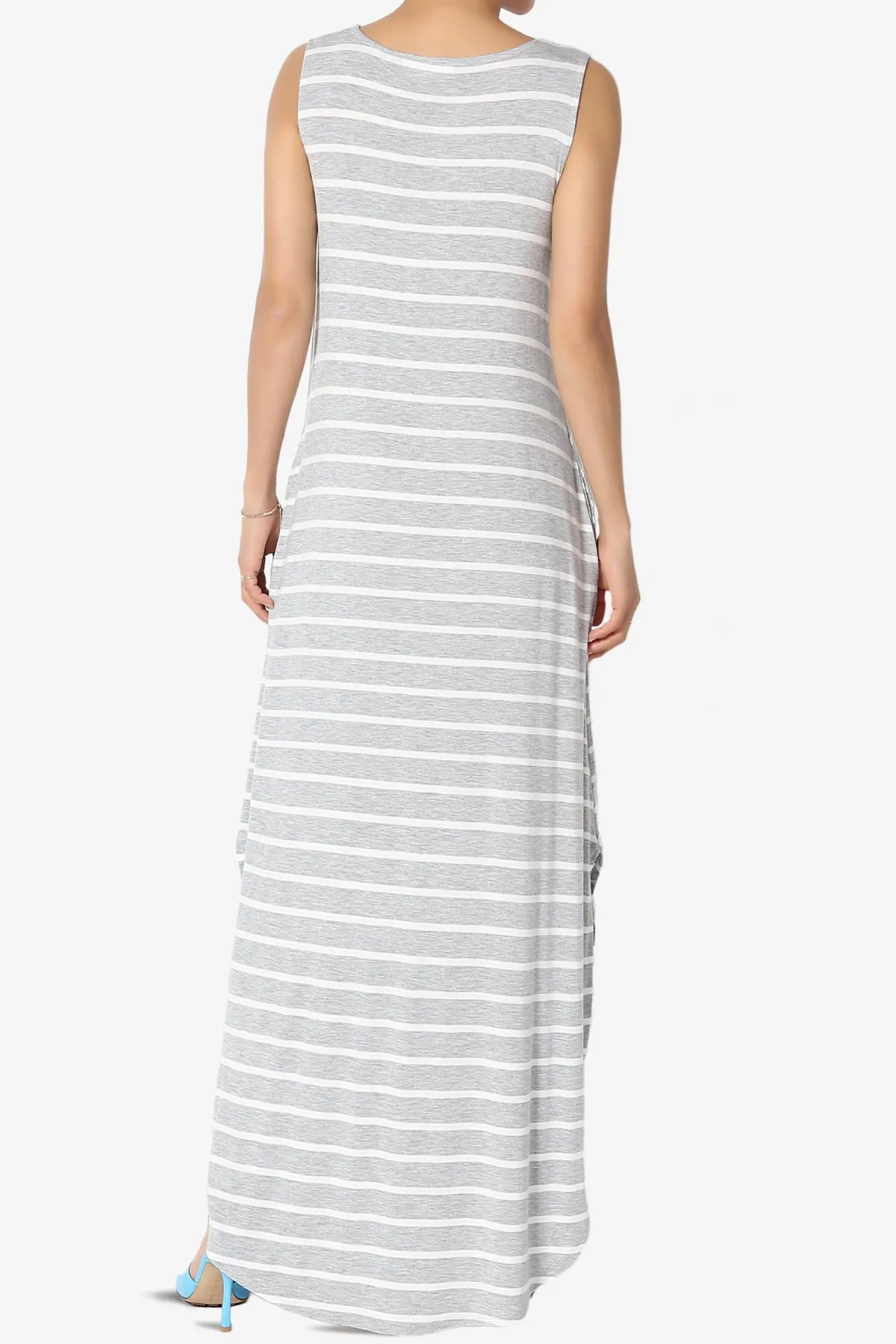 Lanie Striped Sleeveless Split Hem Maxi Dress PLUS