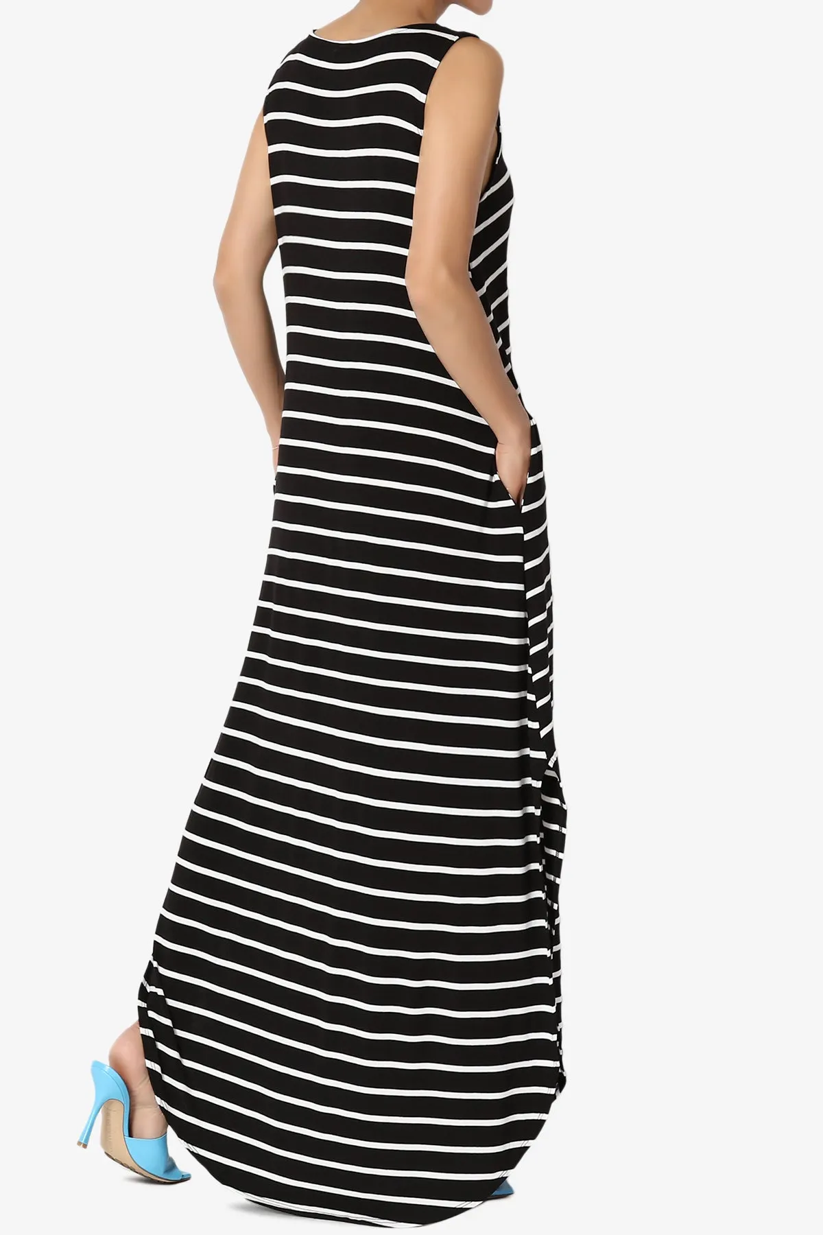 Lanie Striped Sleeveless Split Hem Maxi Dress PLUS