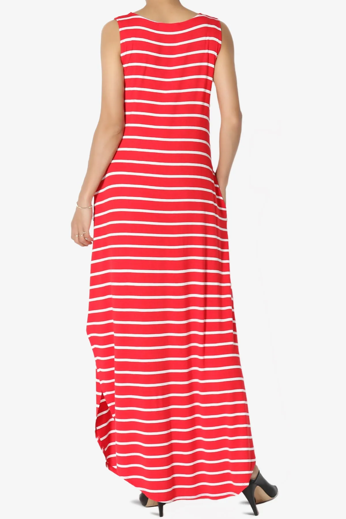 Lanie Striped Sleeveless Split Hem Maxi Dress PLUS