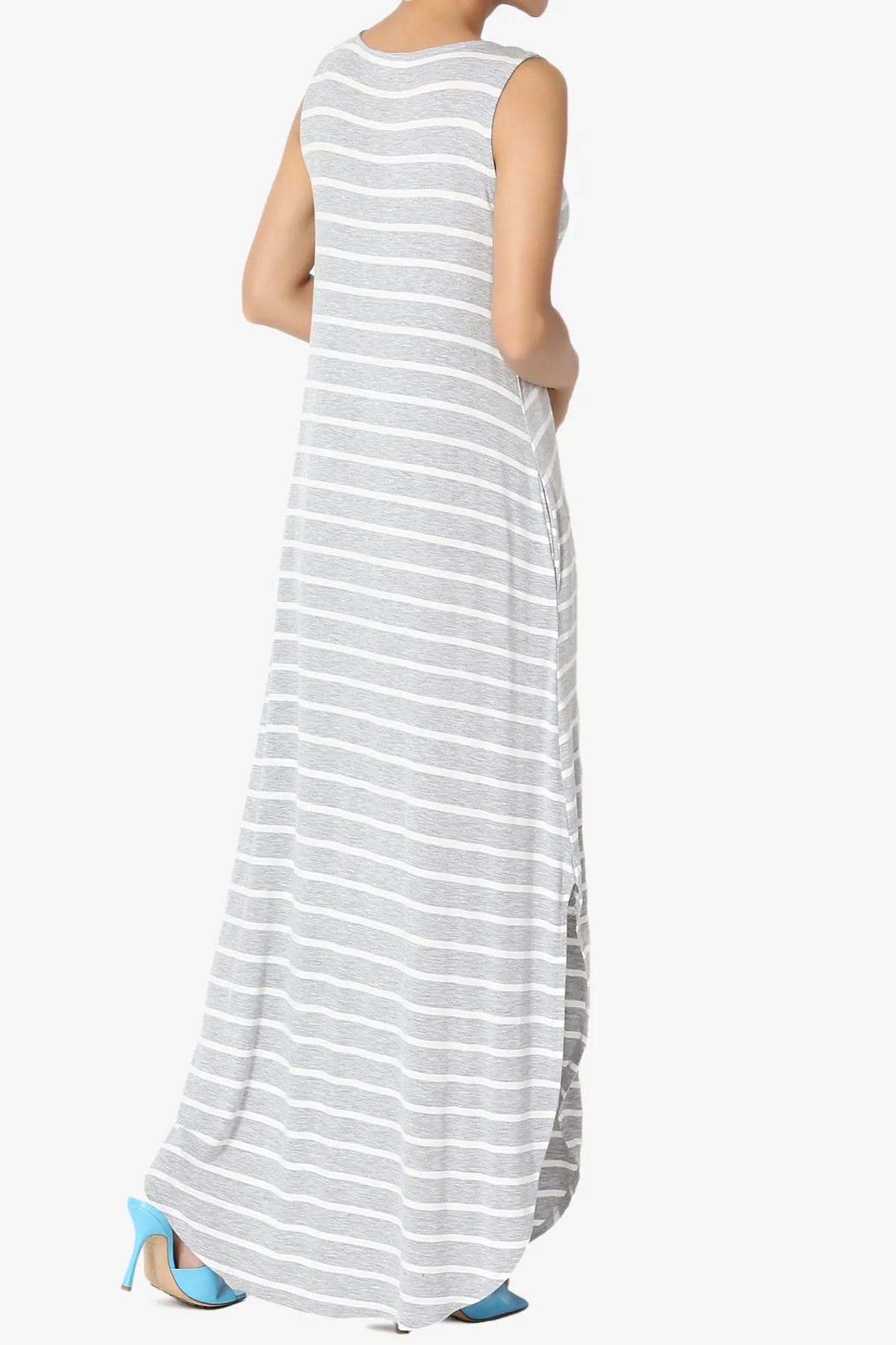 Lanie Striped Sleeveless Split Hem Maxi Dress PLUS