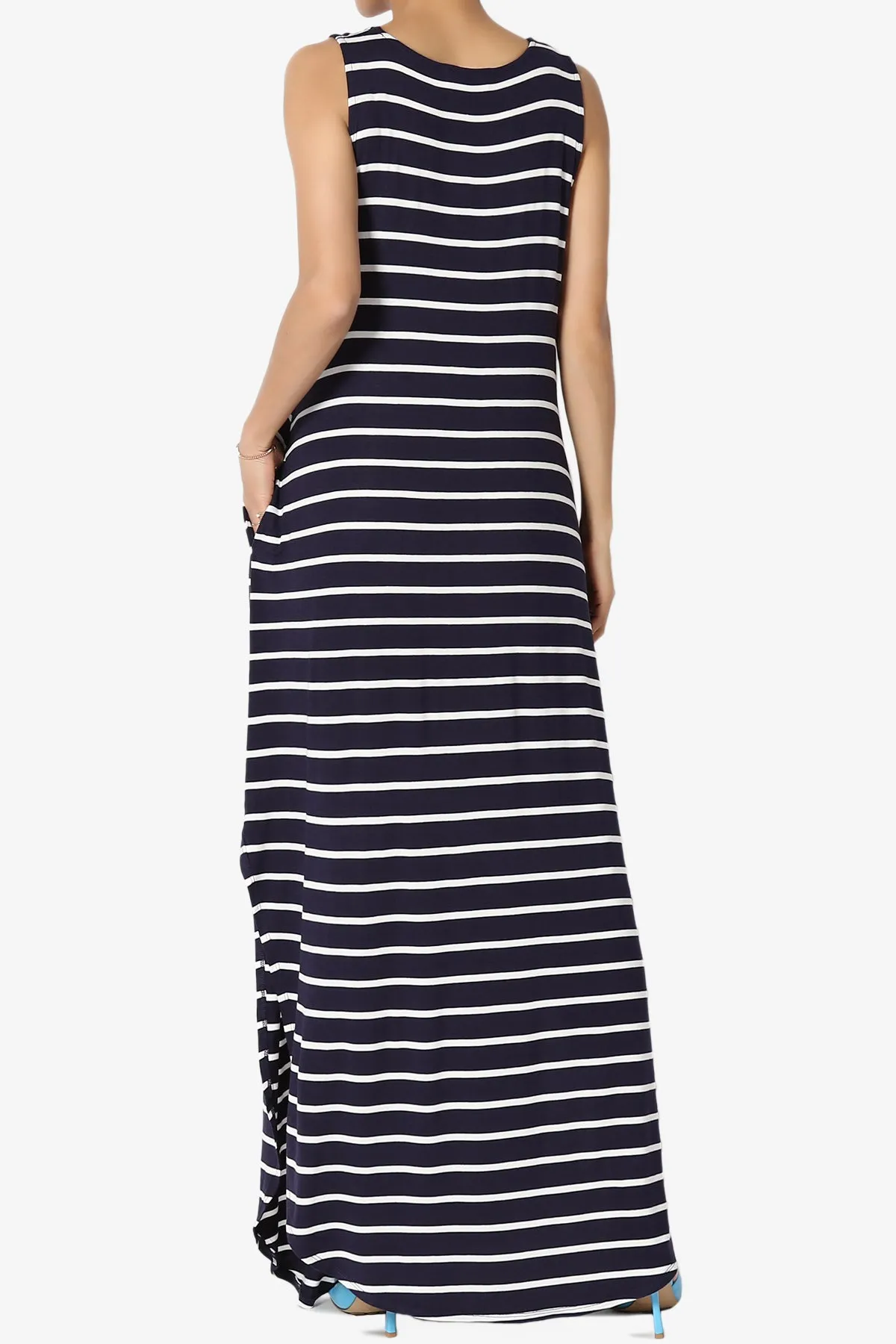 Lanie Striped Sleeveless Split Hem Maxi Dress PLUS