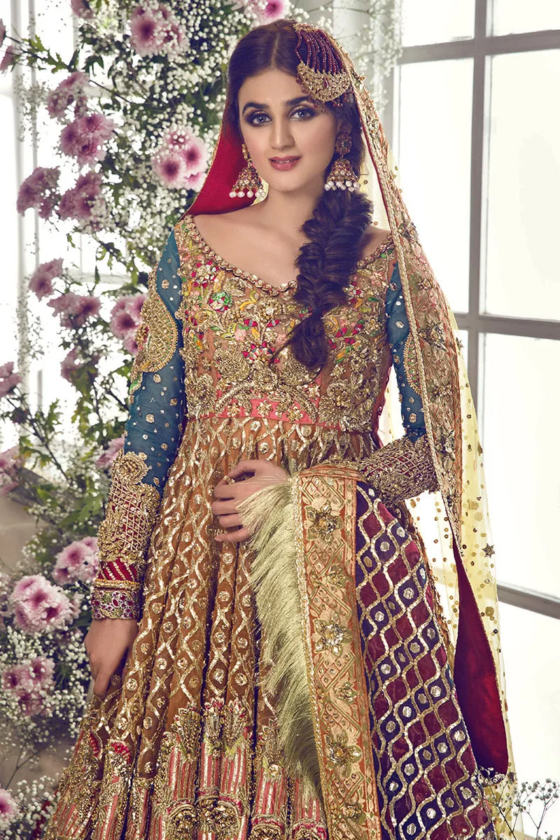 Latest beautiful designer Indian wedding dress in orange and pink color B3454