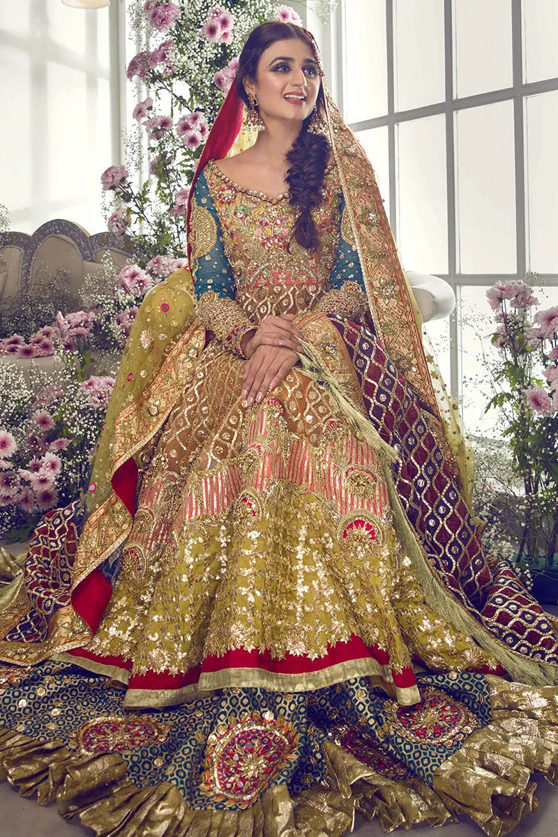Latest beautiful designer Indian wedding dress in orange and pink color B3454