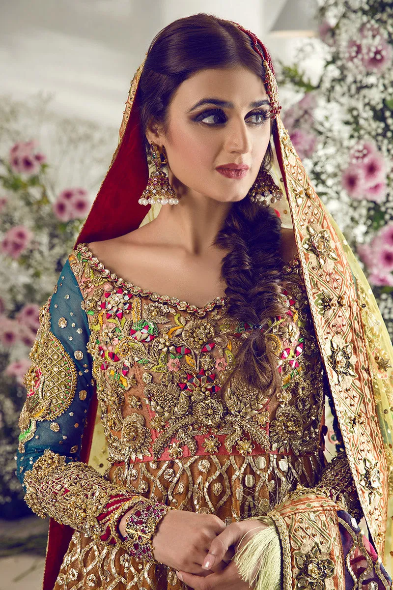 Latest beautiful designer Indian wedding dress in orange and pink color B3454