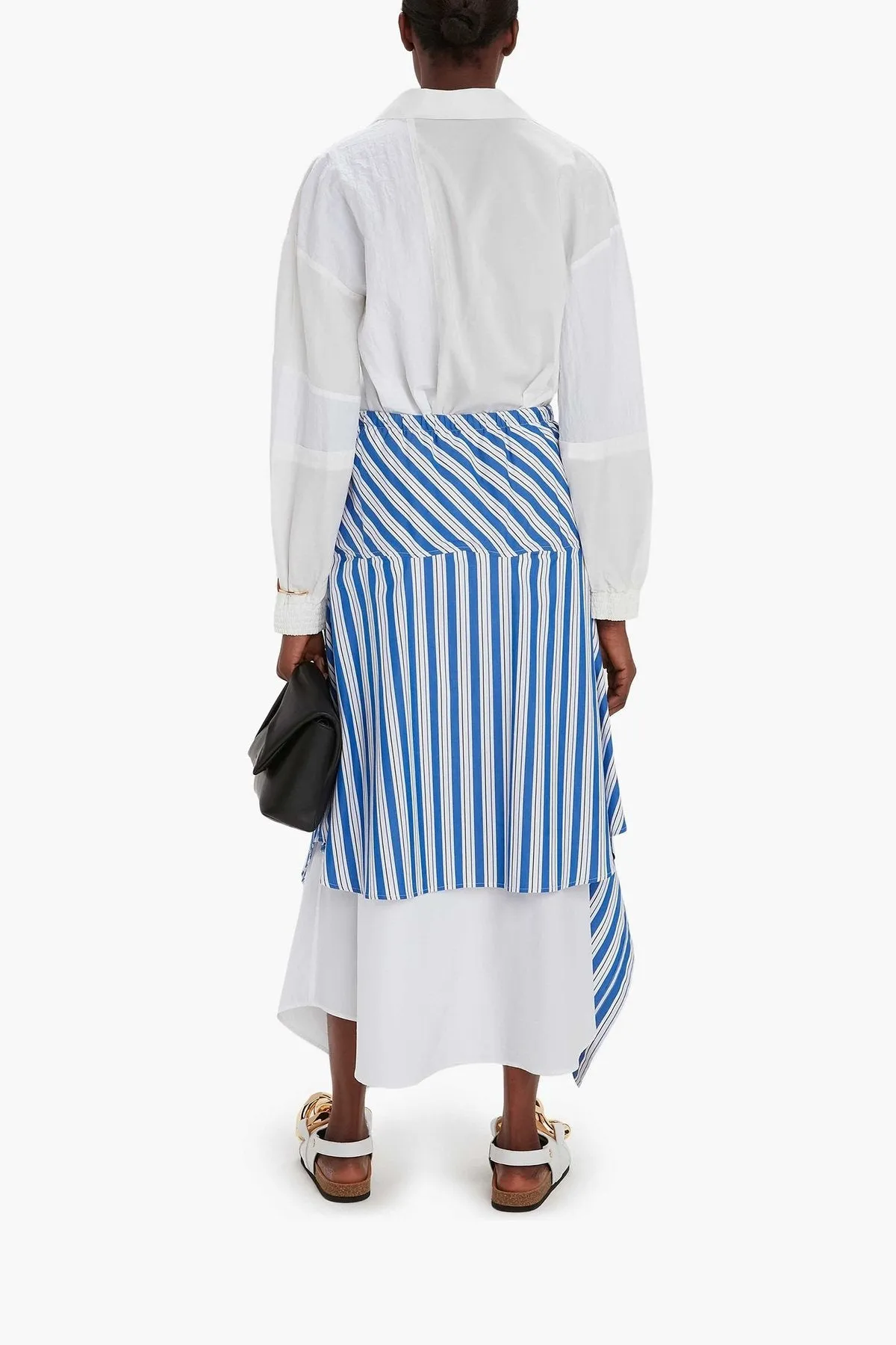 Layered Asymmetric Midi Skirt in Blue
