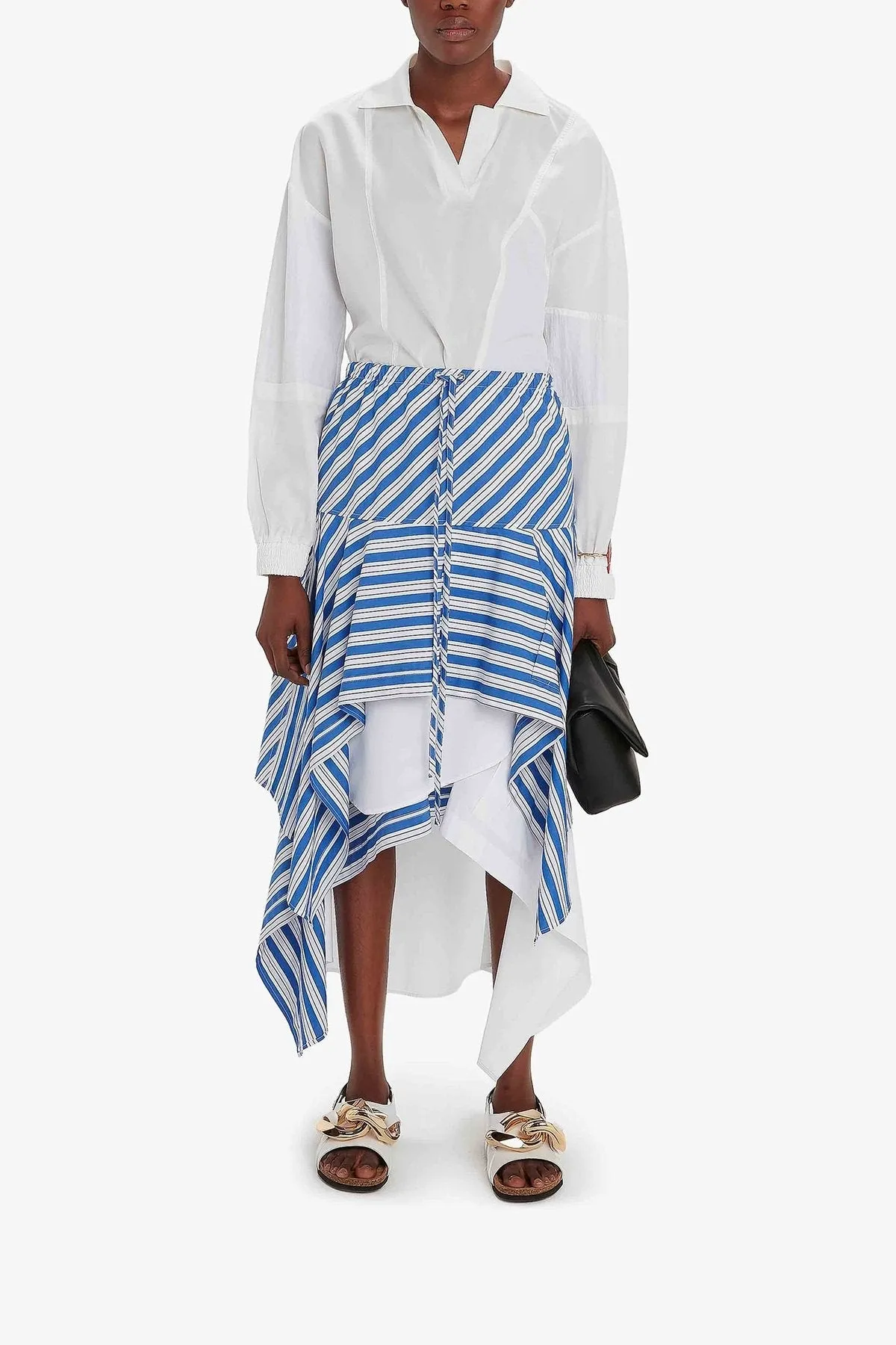 Layered Asymmetric Midi Skirt in Blue