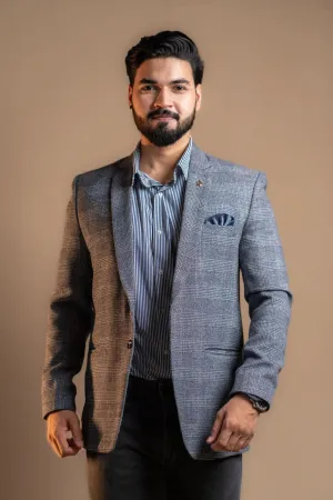Light Grey Scaled Pattern Blazer