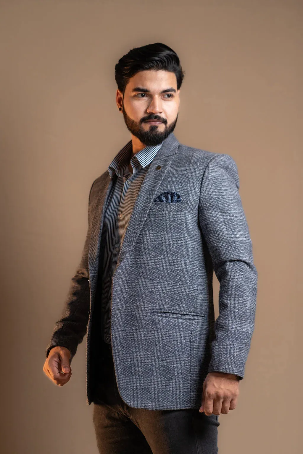 Light Grey Scaled Pattern Blazer