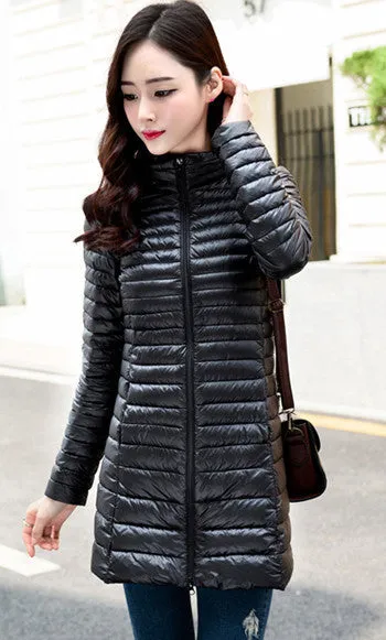 Long Parka Womens Down Jackets Brand Ultra Light White Duck Down Coats Plus Size