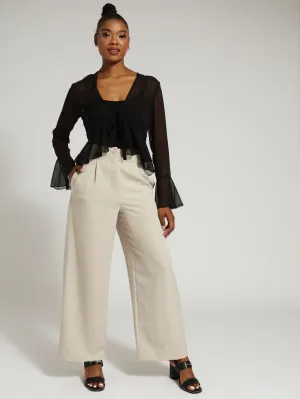 Long Sleeve Chiffon Blouse - Black