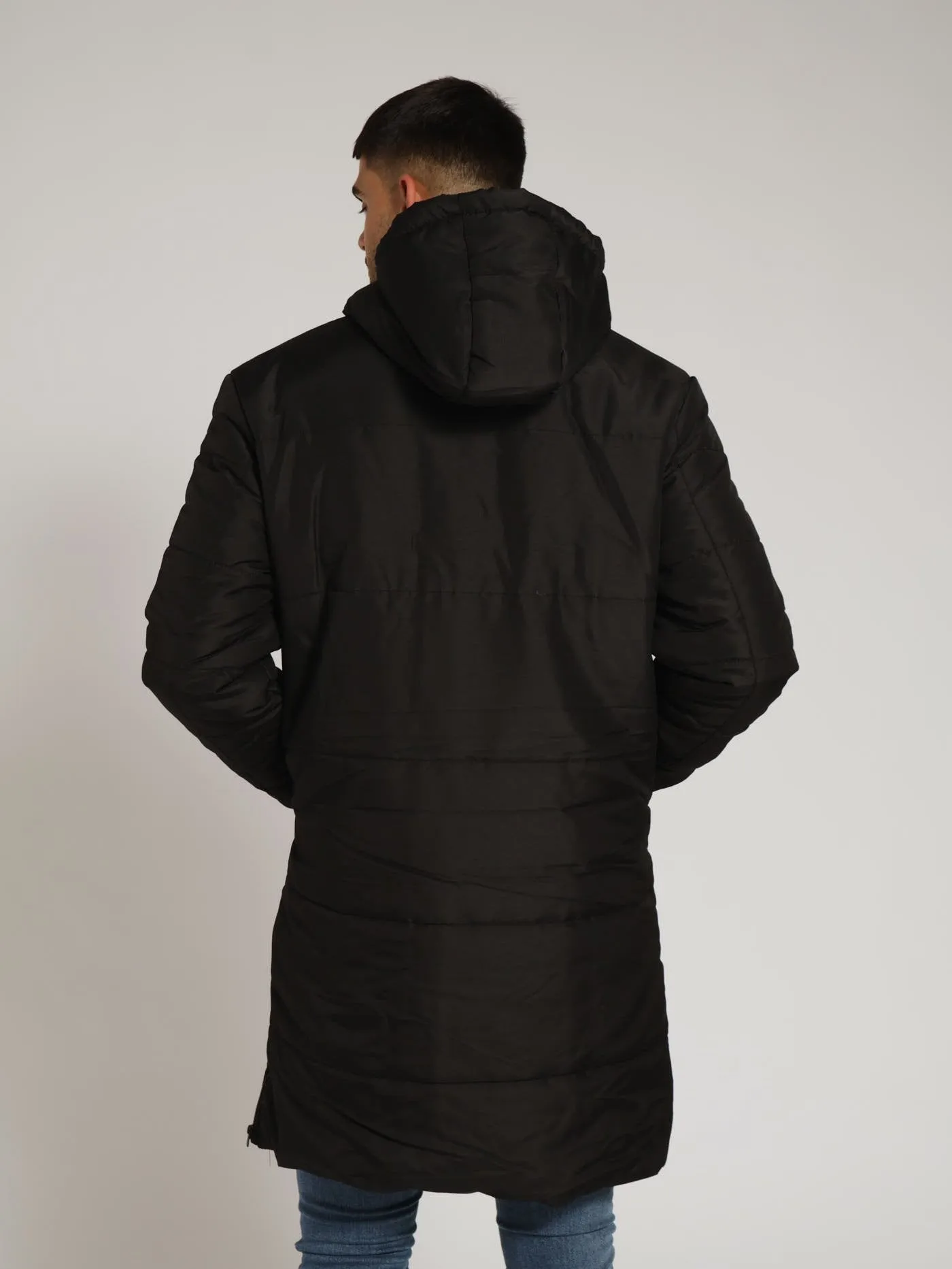 Long Sleeve Puffer Parka Jacket - Black