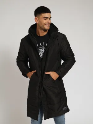 Long Sleeve Puffer Parka Jacket - Black