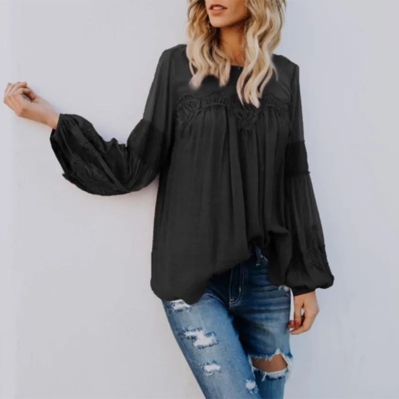 Loose Casual Imitation Linen Long-sleeved Shirt T-shirt