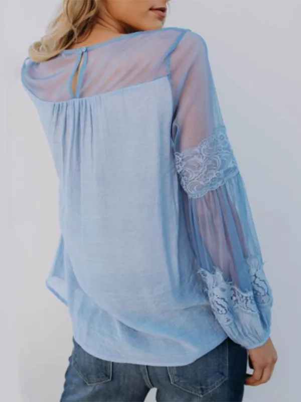 Loose Casual Imitation Linen Long-sleeved Shirt T-shirt