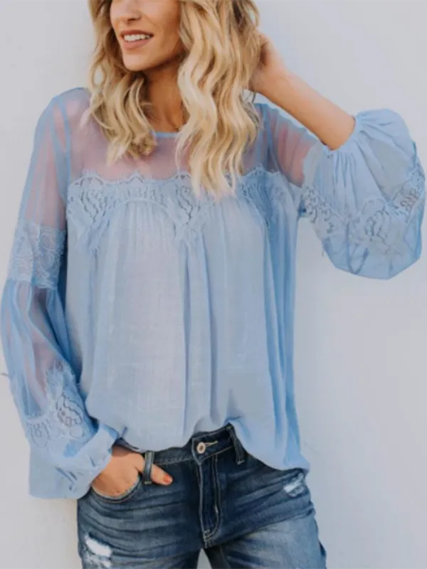 Loose Casual Imitation Linen Long-sleeved Shirt T-shirt
