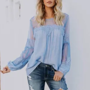 Loose Casual Imitation Linen Long-sleeved Shirt T-shirt