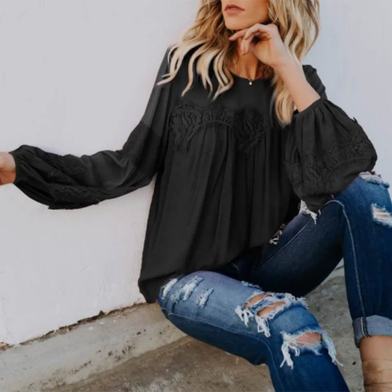 Loose Casual Imitation Linen Long-sleeved Shirt T-shirt