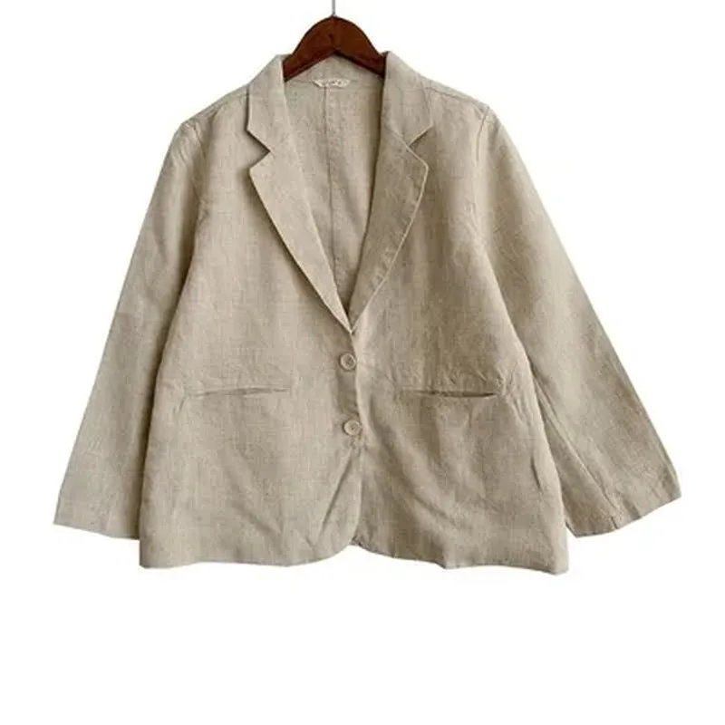 Loose Linen Suit with Elastic Waist Pants