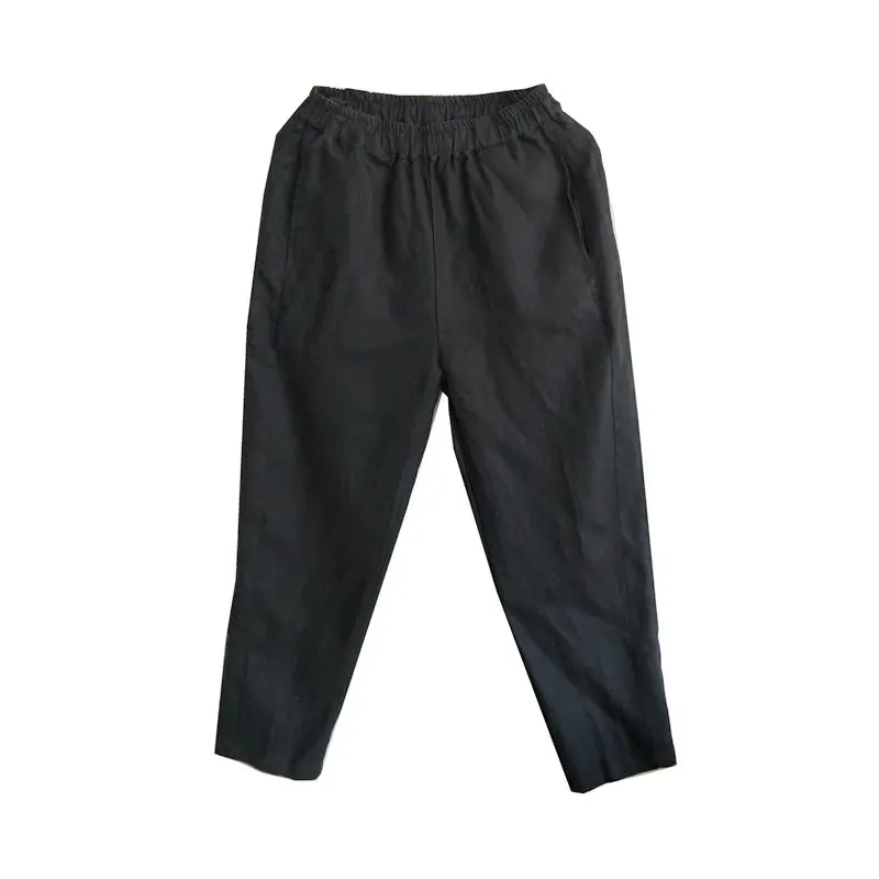 Loose Linen Suit with Elastic Waist Pants