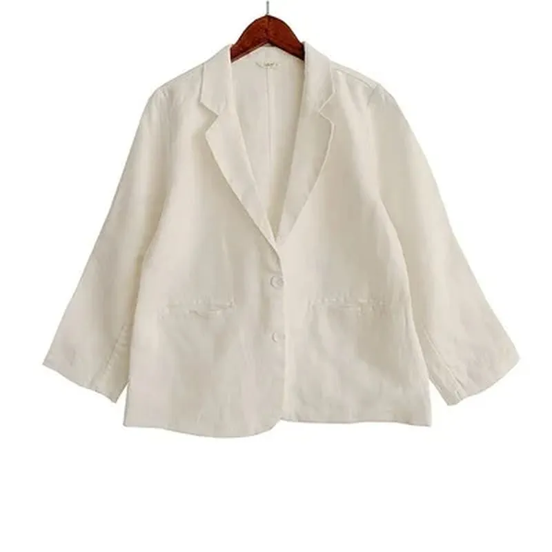 Loose Linen Suit with Elastic Waist Pants