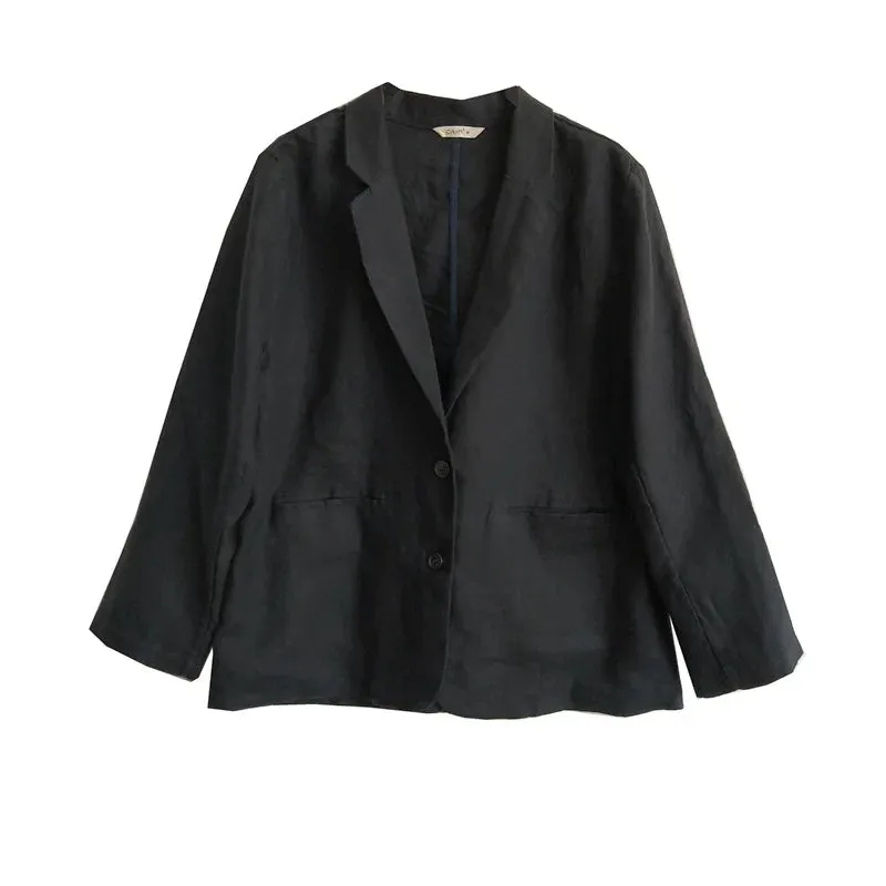 Loose Linen Suit with Elastic Waist Pants
