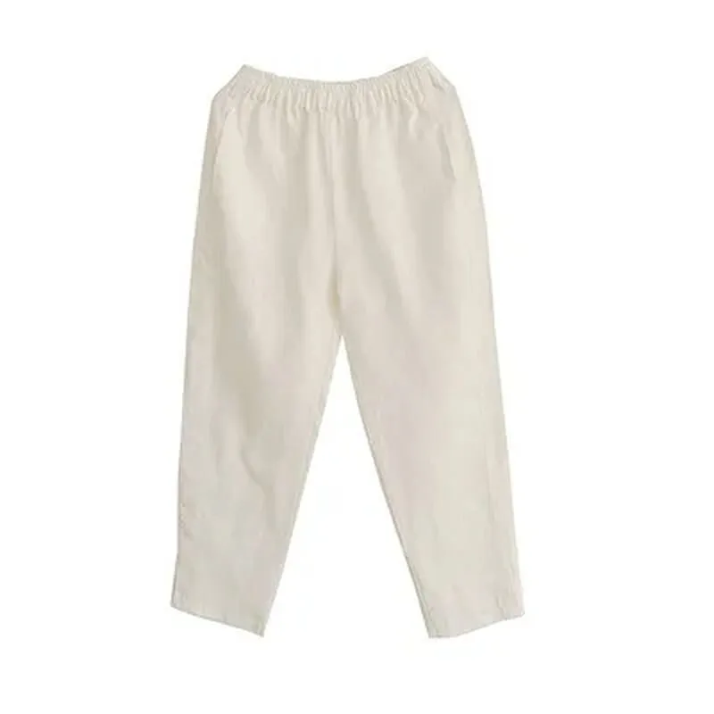 Loose Linen Suit with Elastic Waist Pants