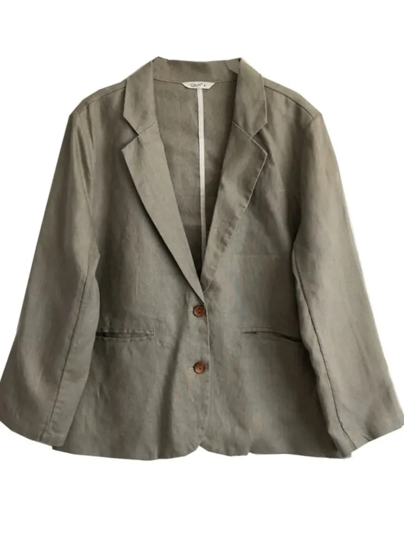 Loose Linen Suit with Elastic Waist Pants