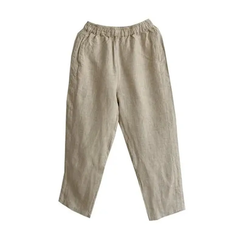 Loose Linen Suit with Elastic Waist Pants