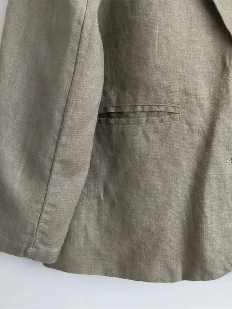 Loose Linen Suit with Elastic Waist Pants