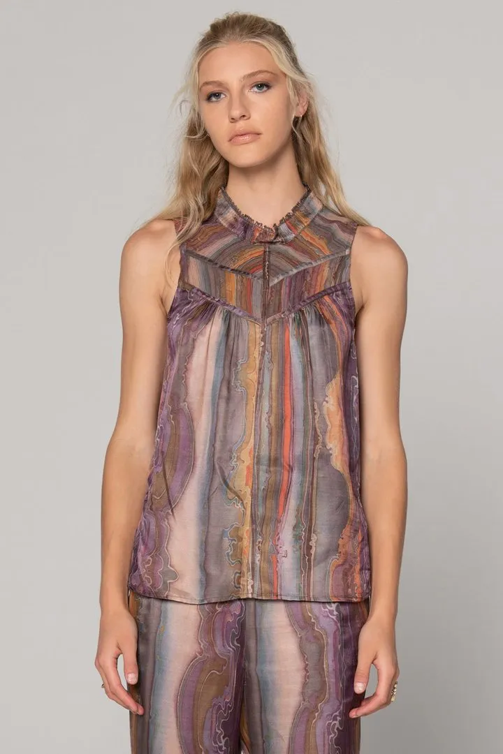 Lost Horizon Printed Silk Chiffon Top - Multi