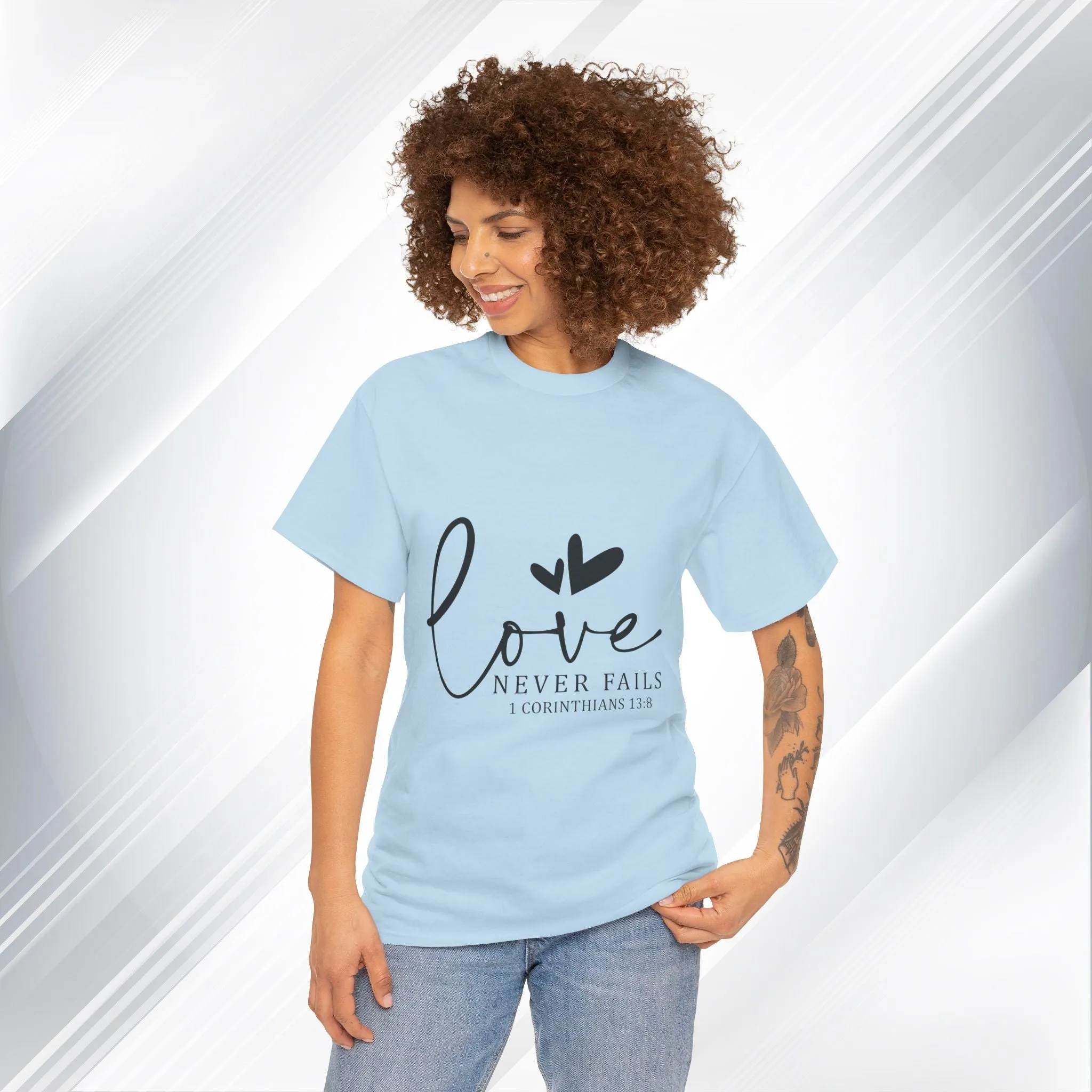 Love Never Fails Unisex Heavy Cotton Tee - Inspirational Christian T-Shirt
