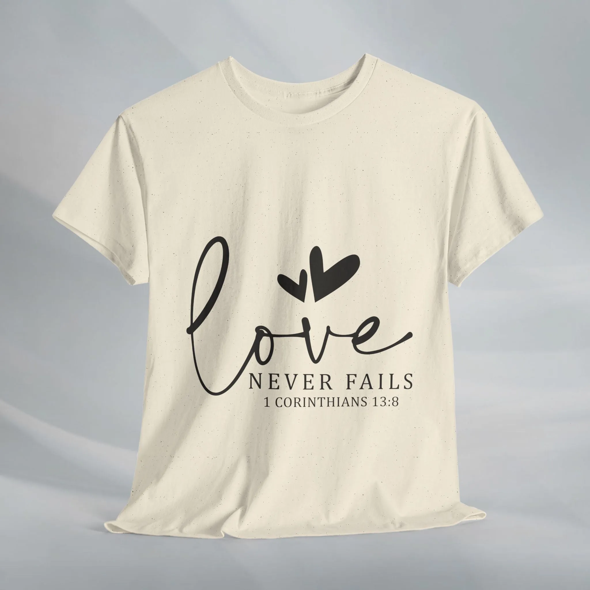 Love Never Fails Unisex Heavy Cotton Tee - Inspirational Christian T-Shirt