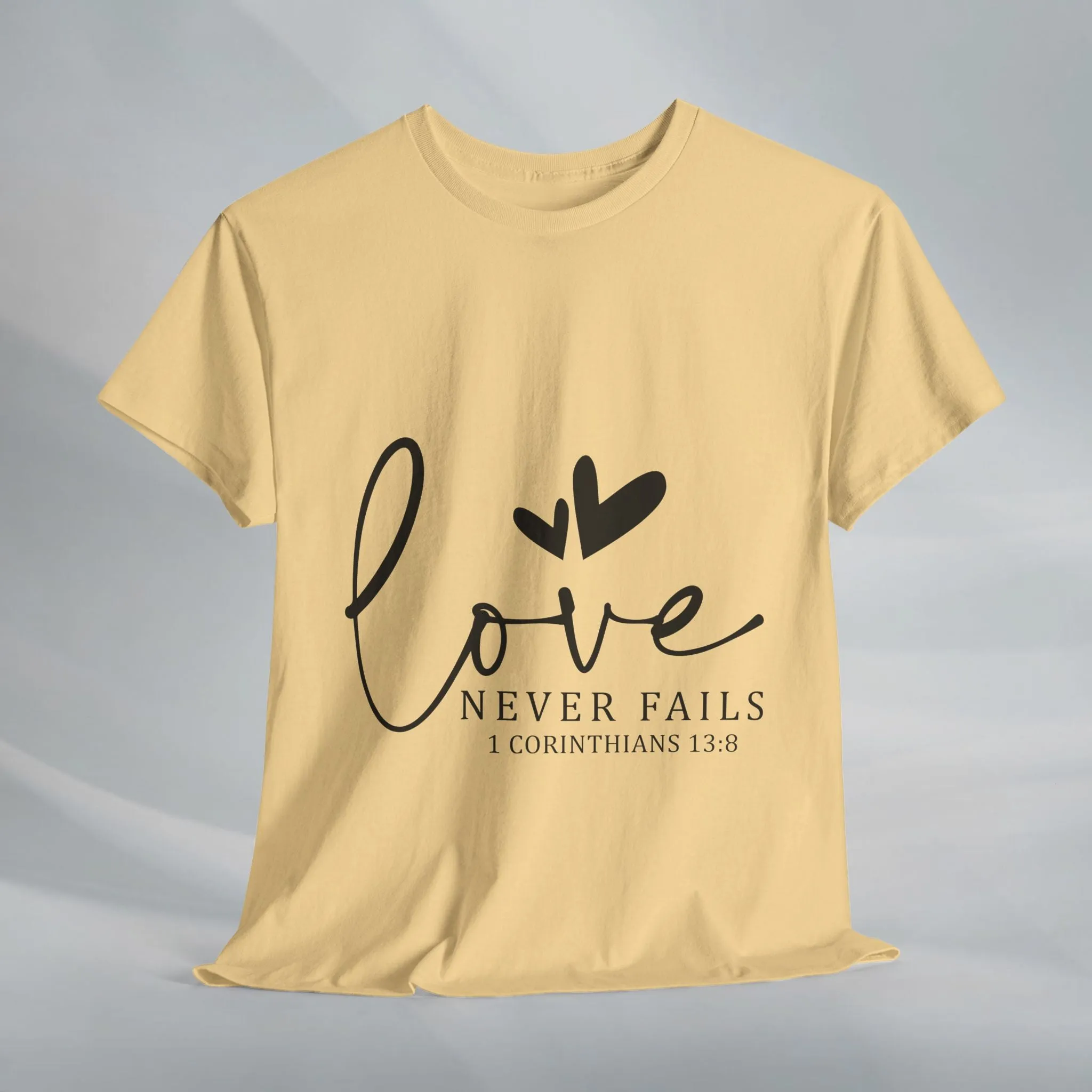 Love Never Fails Unisex Heavy Cotton Tee - Inspirational Christian T-Shirt